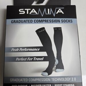 Stamina Men's Black Graduated Compression Athletic Socks